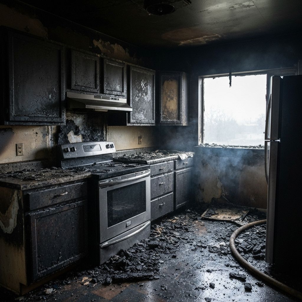 Fire and smoke damage in kitchen requiring professional restoration in Richfield, MN (44.8833°N, 93.2833°W)