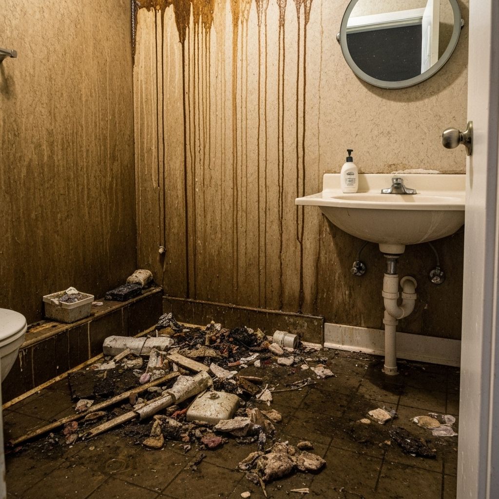 Sewage backup damage in bathroom requiring emergency cleanup in Richfield, MN (44.8833°N, 93.2833°W)